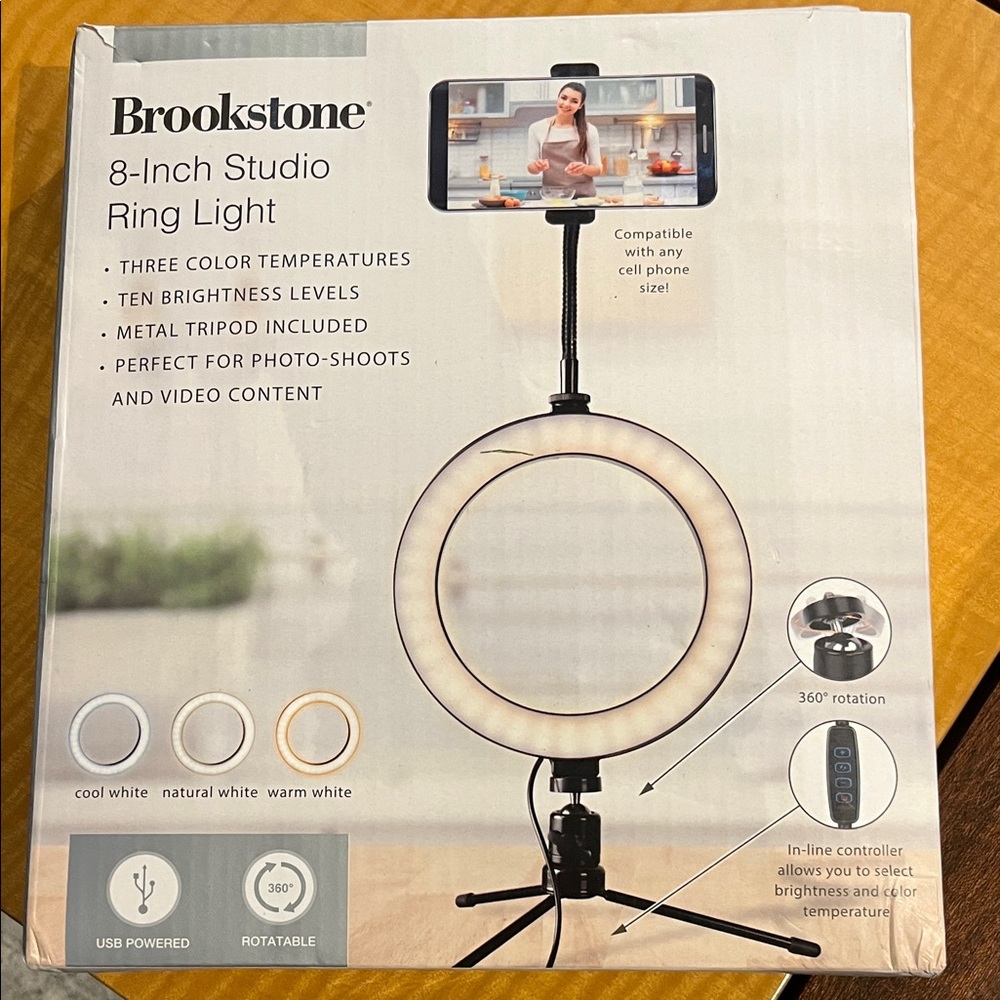 Brookstone Studio Ring Light with Tripod - Black
